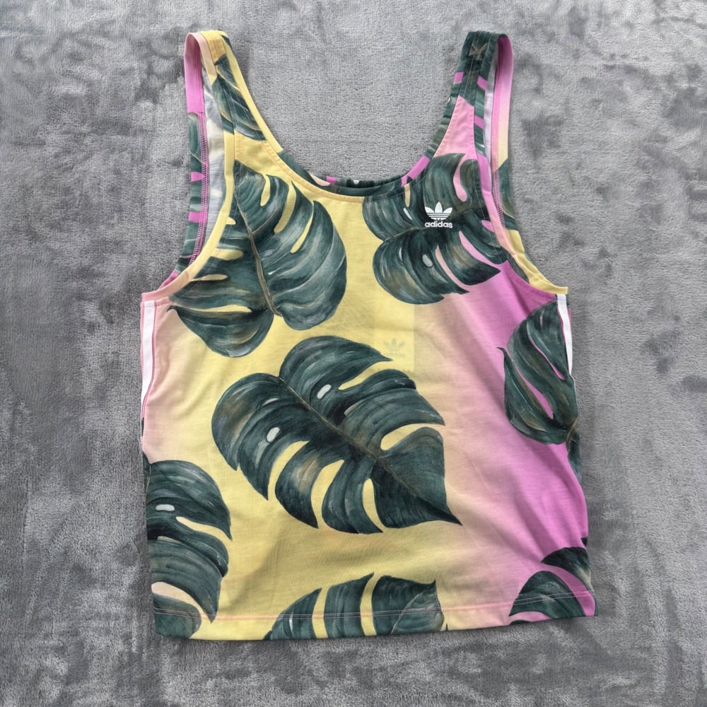 Adidas Originals  The FARM Company Tropical Monstera Tank Top CW1391 Pink Yellow
